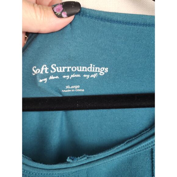 Soft surroundings Tunic Top Womens XL patchwork cabincore cozycore mature comfy - Picture 2 of 10